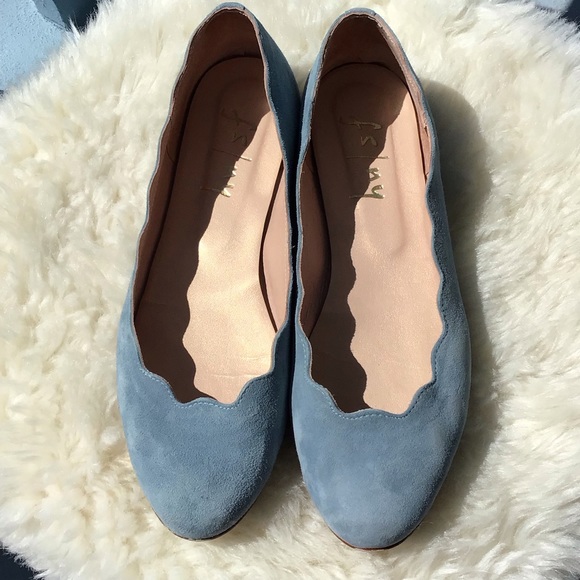 French Sole New York-FSNY-Jigsaw Blue Suede Flats Leather Size 8B Made in Spain - Picture 4 of 12